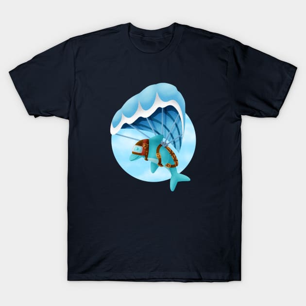 Dolphin flying with the wave(parachute jump) T-Shirt by CleanRain3675